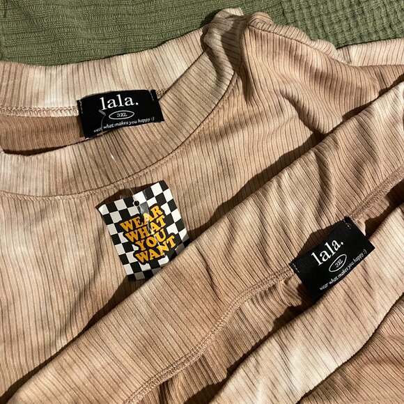 Dressed in Lala Lex Ribbed Playsuit in Iced Latte Tie Dye 3XL - Picture 2 of 6